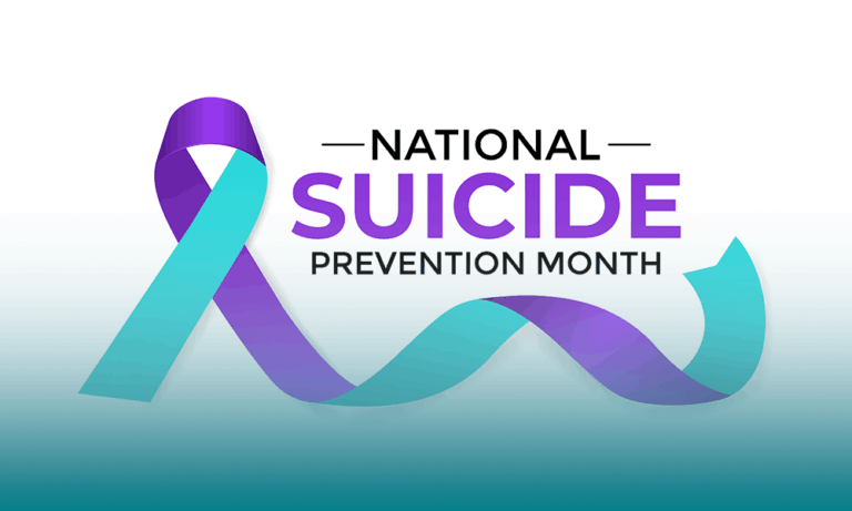 The ribbon representing National Suicide Prevention Month.