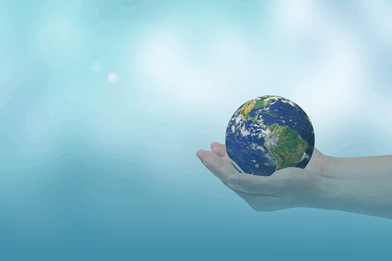 hands holding a globe representing World Mental Health Day.